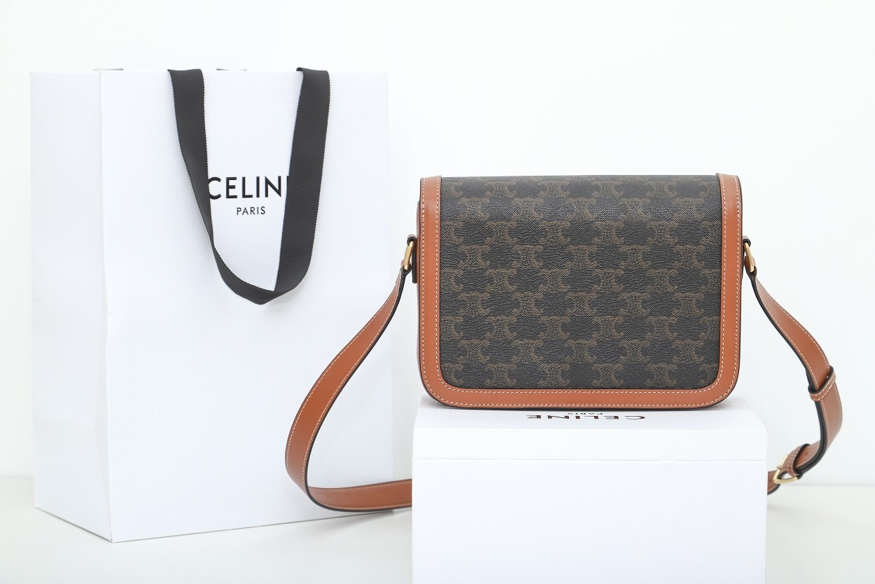 CLASSIQUE TRIOMPHE BAG IN TRIOMPHE CANVAS AND CALFSKIN