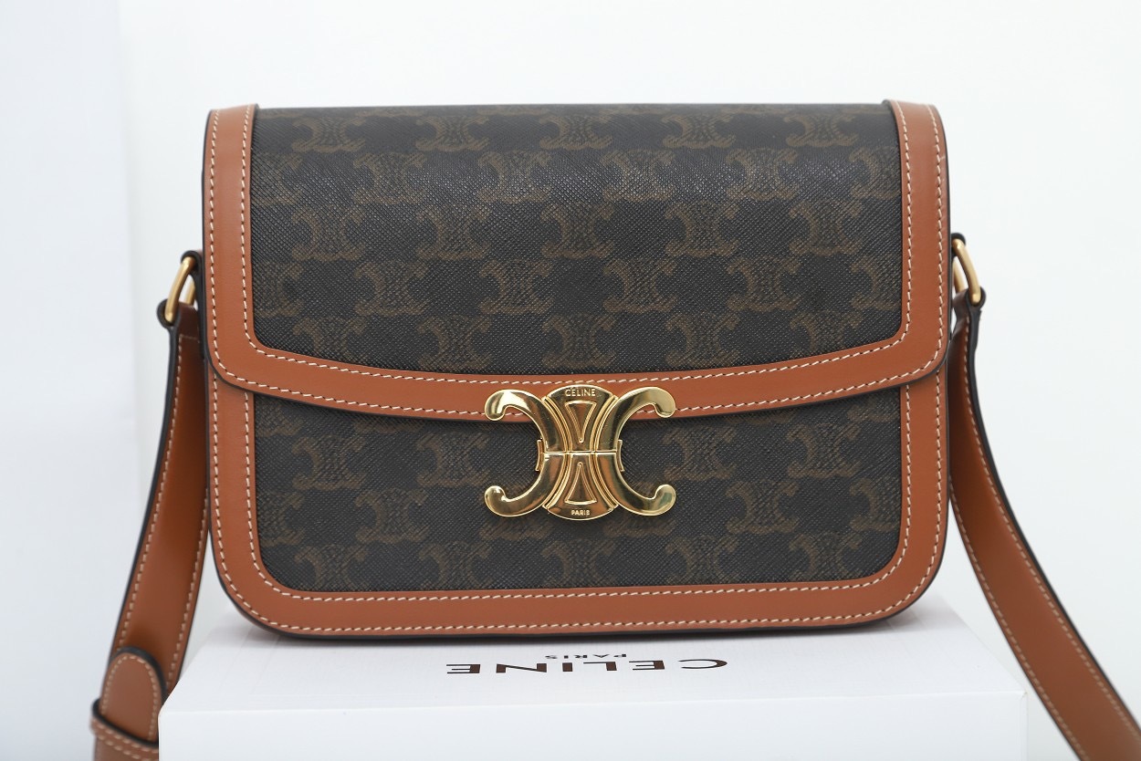 CLASSIQUE TRIOMPHE BAG IN TRIOMPHE CANVAS AND CALFSKIN