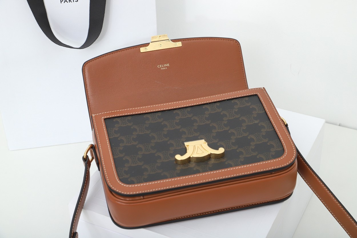 CLASSIQUE TRIOMPHE BAG IN TRIOMPHE CANVAS AND CALFSKIN