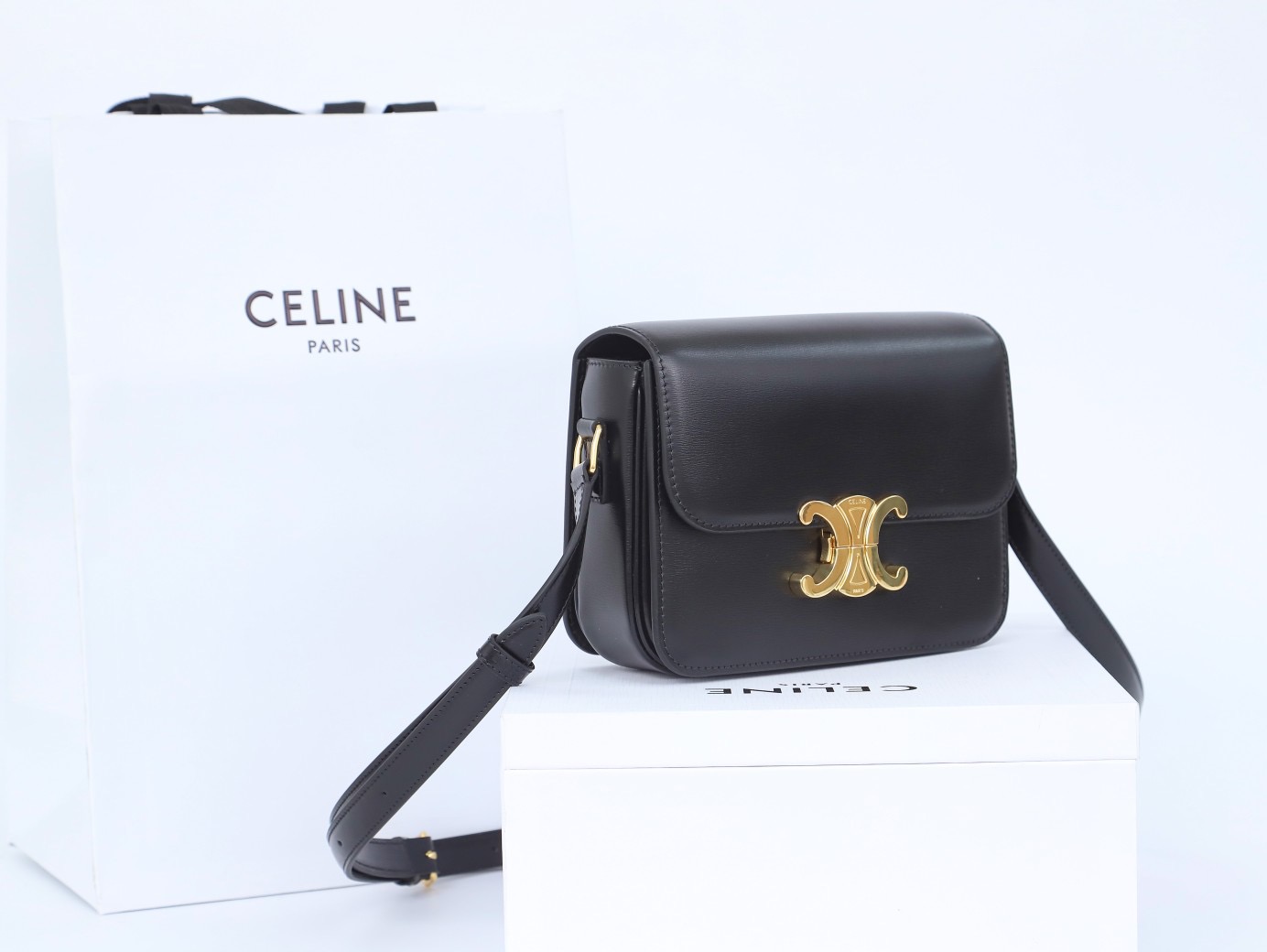 CELINE TEEN TRIOMPHE BAG IN SHINY CALFSKIN