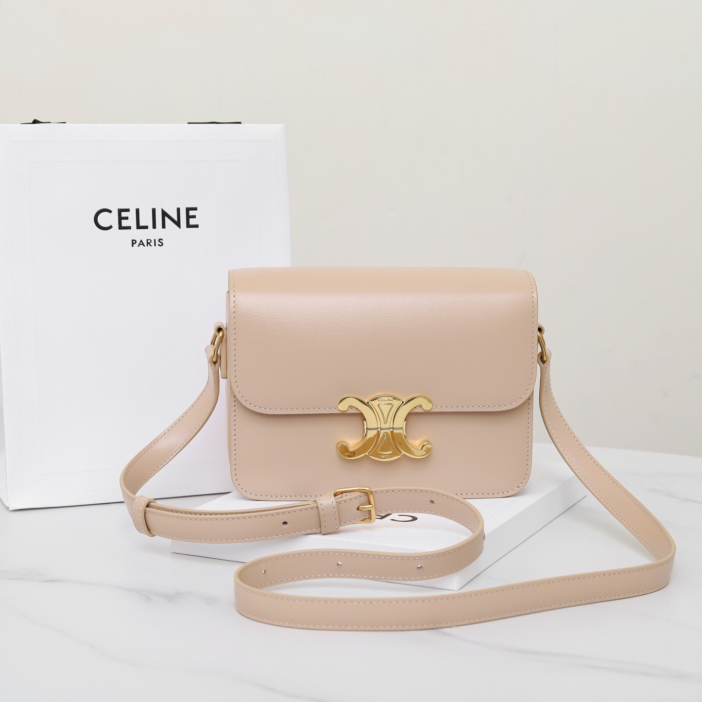CELINE TEEN TRIOMPHE BAG IN SHINY CALFSKIN