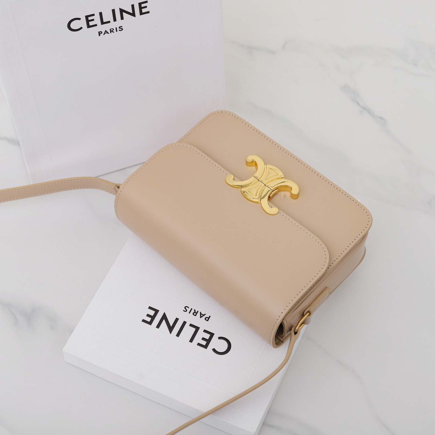 CELINE TEEN TRIOMPHE BAG IN SHINY CALFSKIN