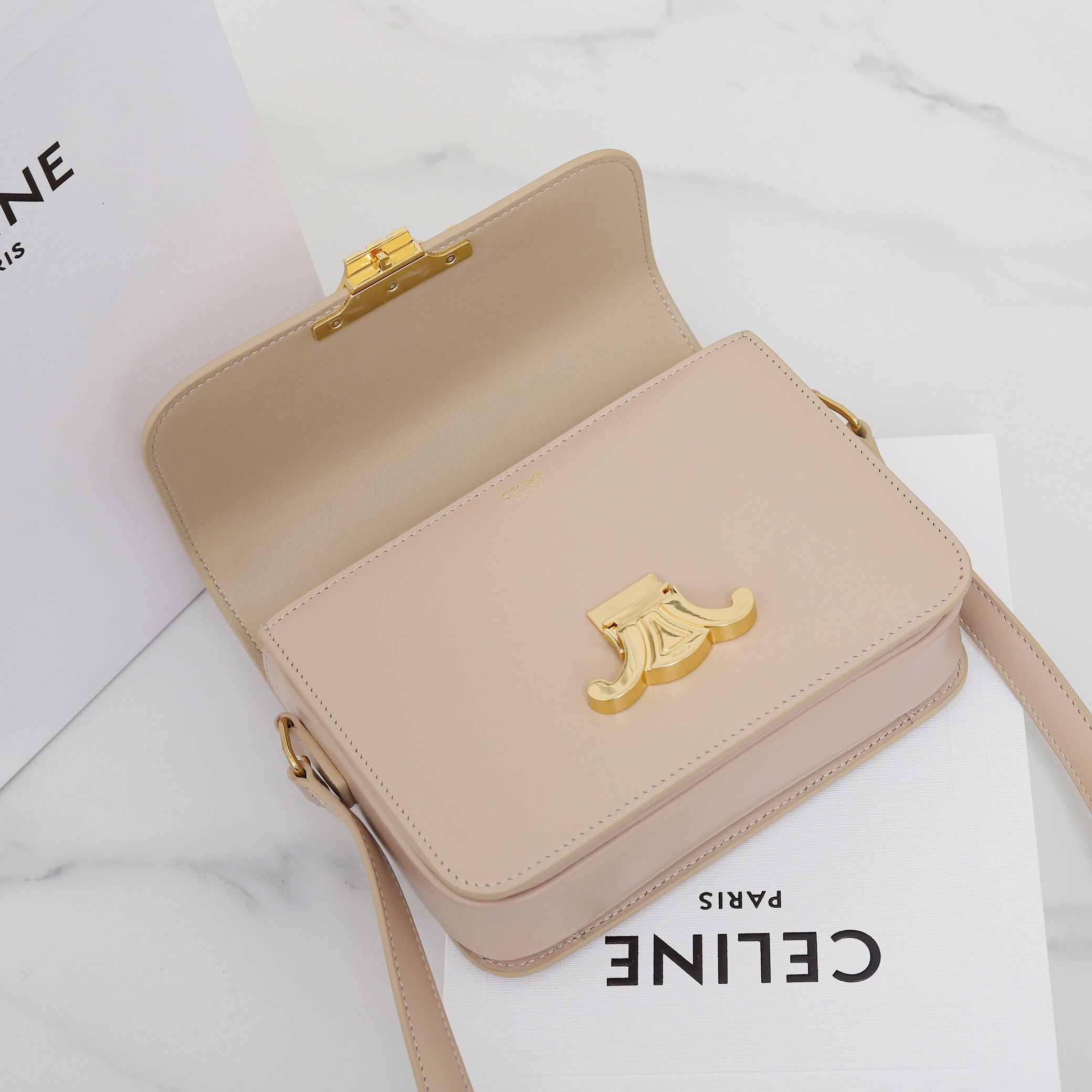 CELINE TEEN TRIOMPHE BAG IN SHINY CALFSKIN