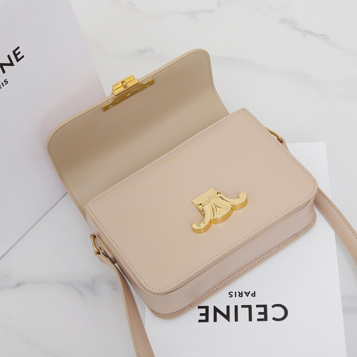 CELINE TEEN TRIOMPHE BAG IN SHINY CALFSKIN