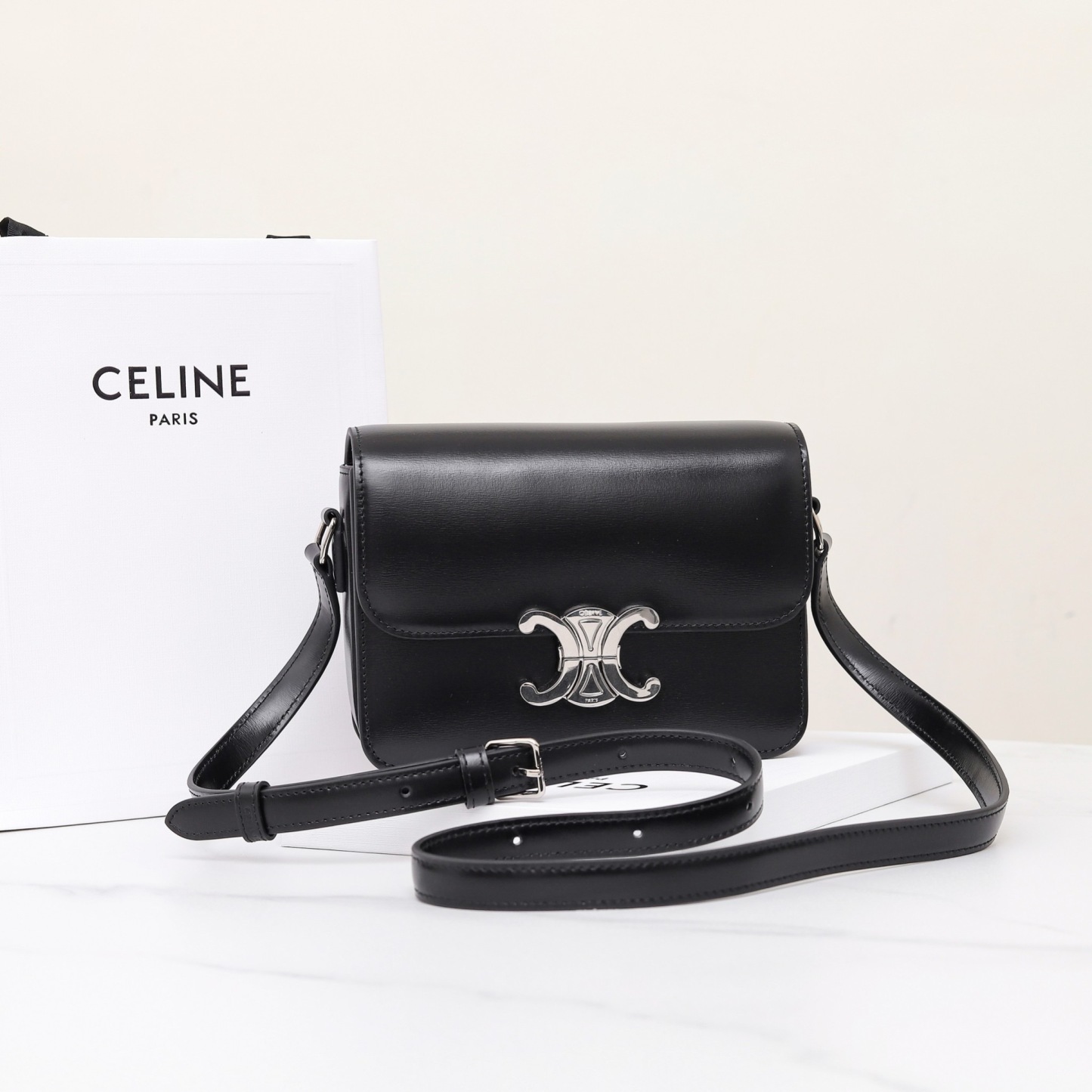 CELINE TEEN TRIOMPHE BAG IN SHINY CALFSKIN