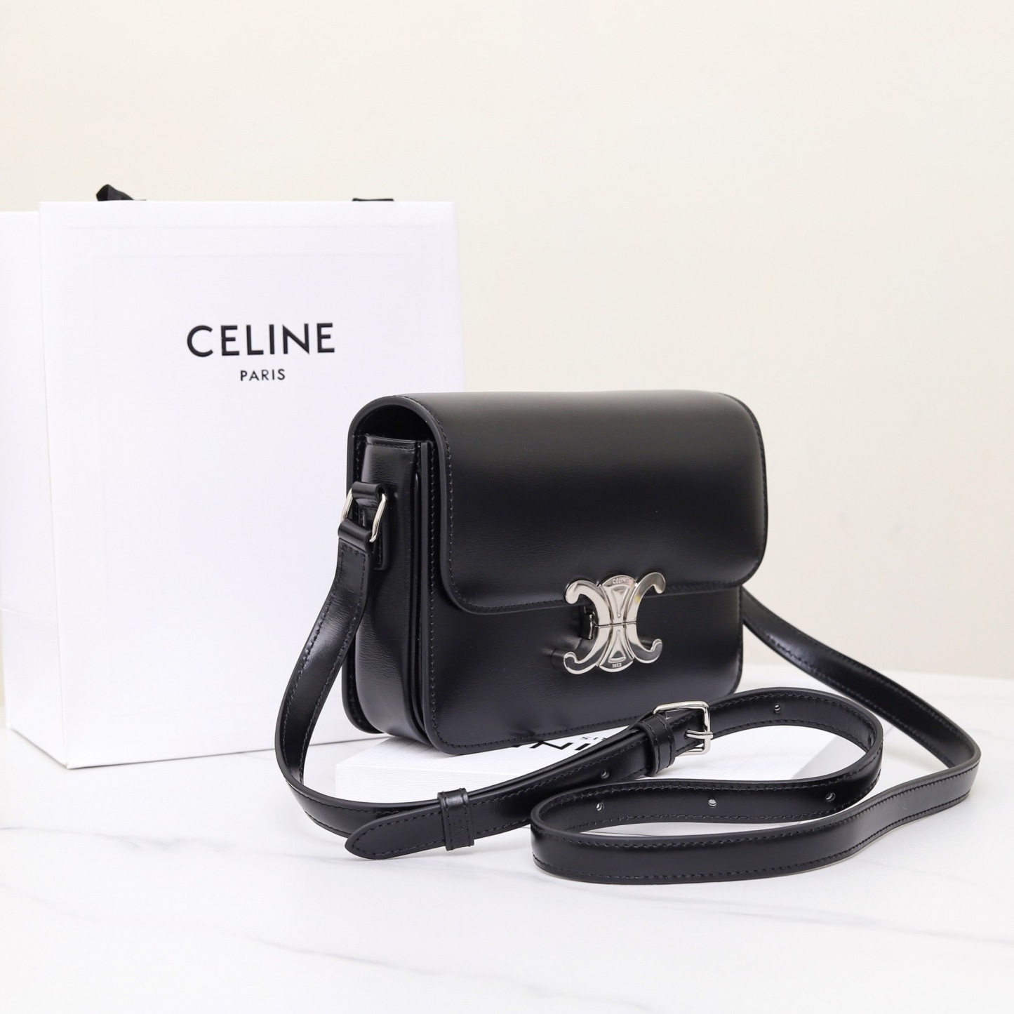 CELINE TEEN TRIOMPHE BAG IN SHINY CALFSKIN