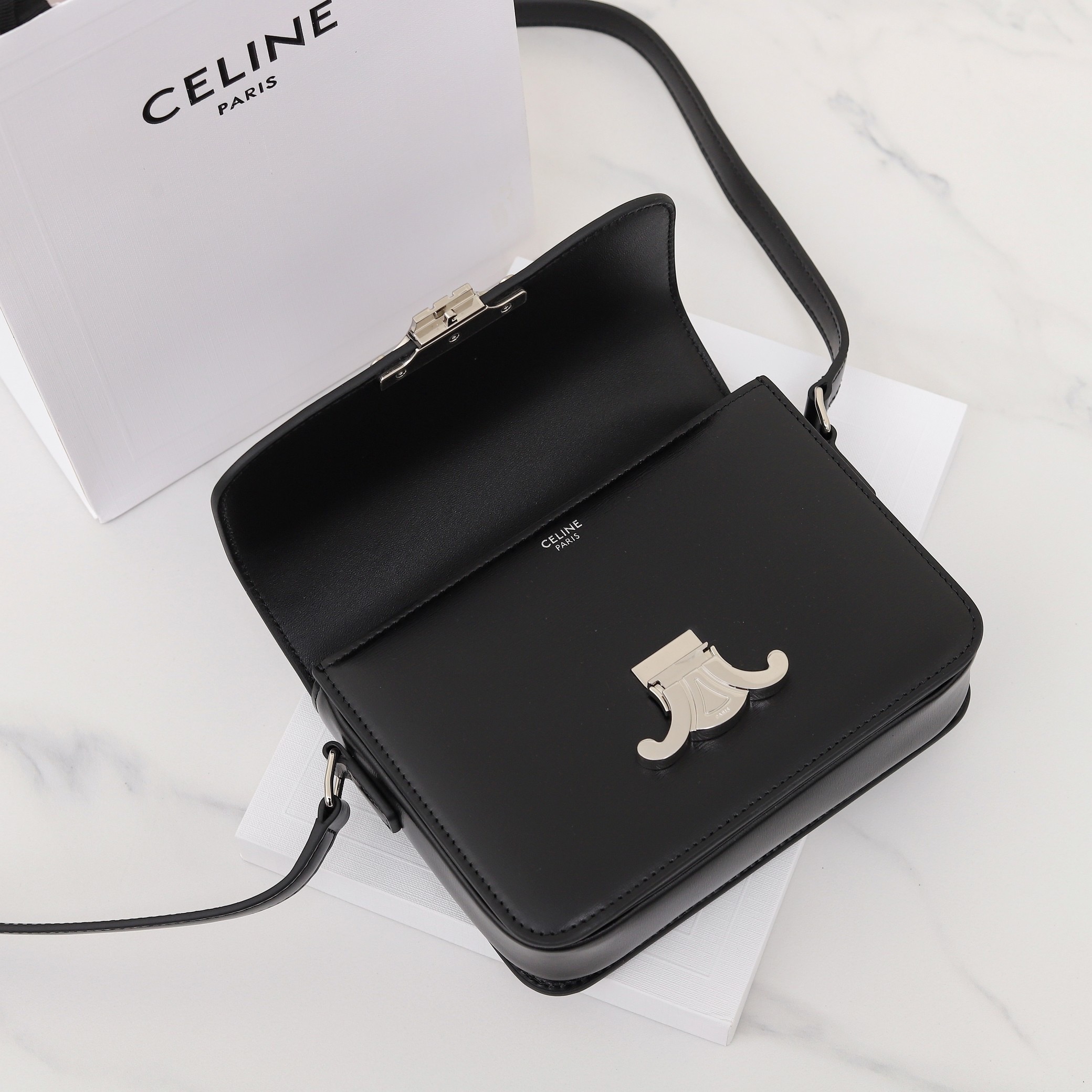 CELINE TEEN TRIOMPHE BAG IN SHINY CALFSKIN