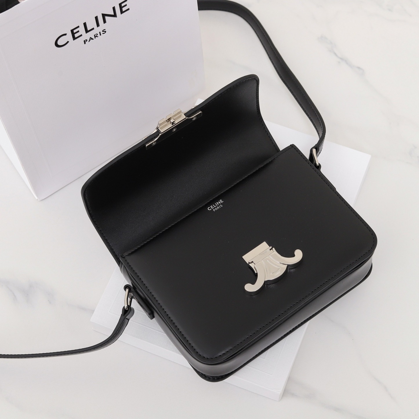CELINE TEEN TRIOMPHE BAG IN SHINY CALFSKIN