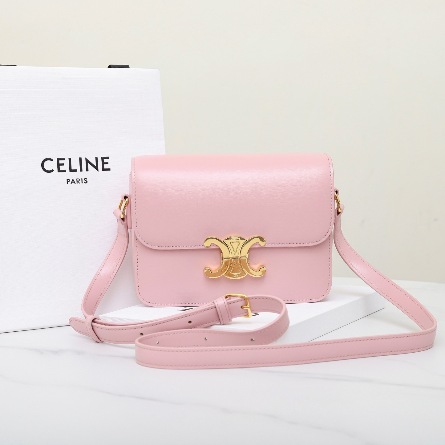 CELINE TEEN TRIOMPHE BAG IN SHINY CALFSKIN