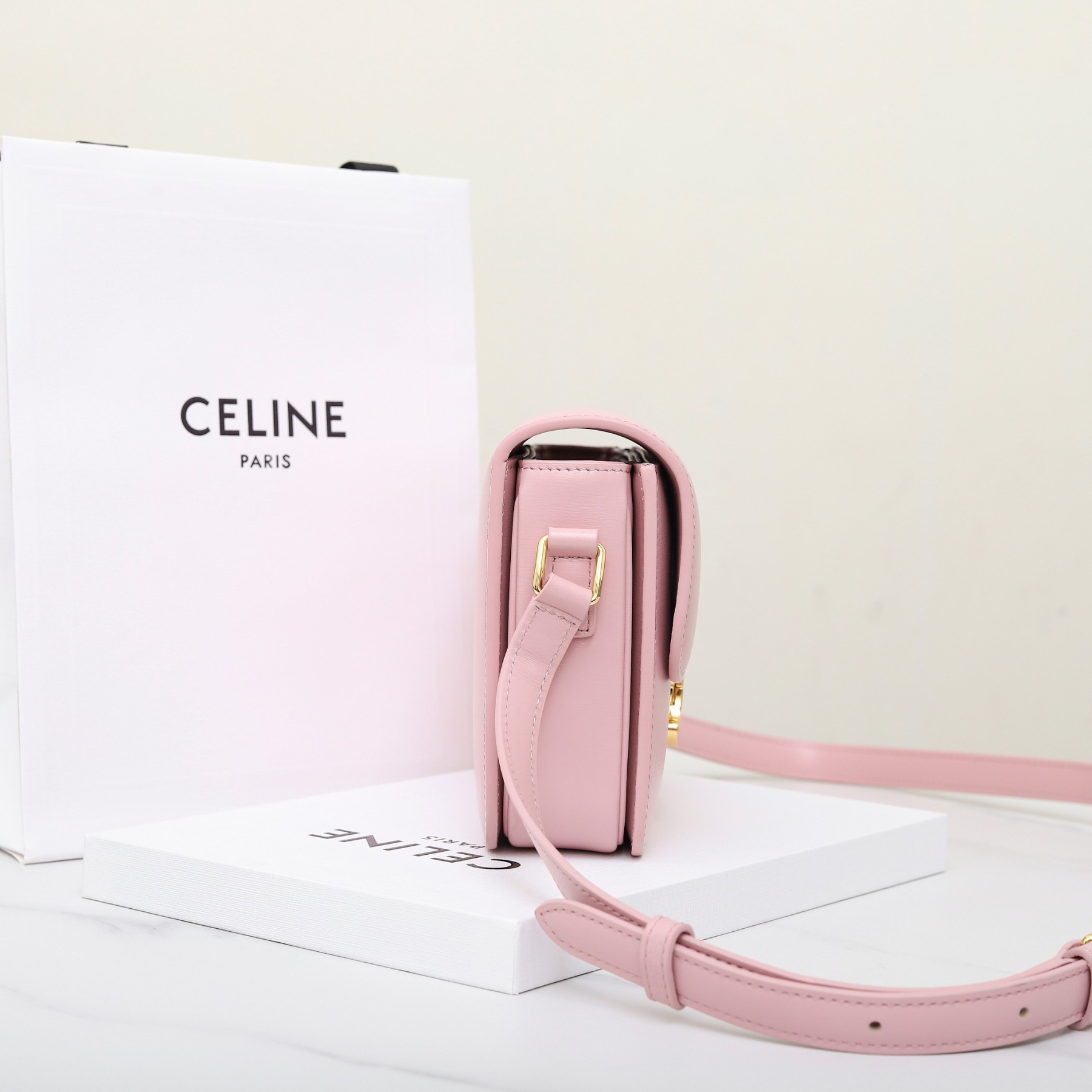 CELINE TEEN TRIOMPHE BAG IN SHINY CALFSKIN