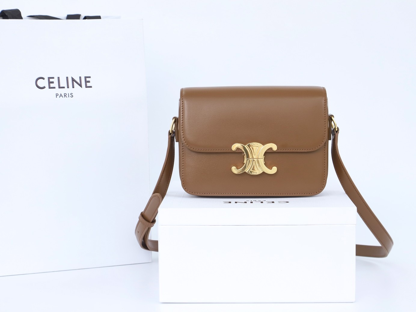 CELINE TEEN TRIOMPHE BAG IN SHINY CALFSKIN
