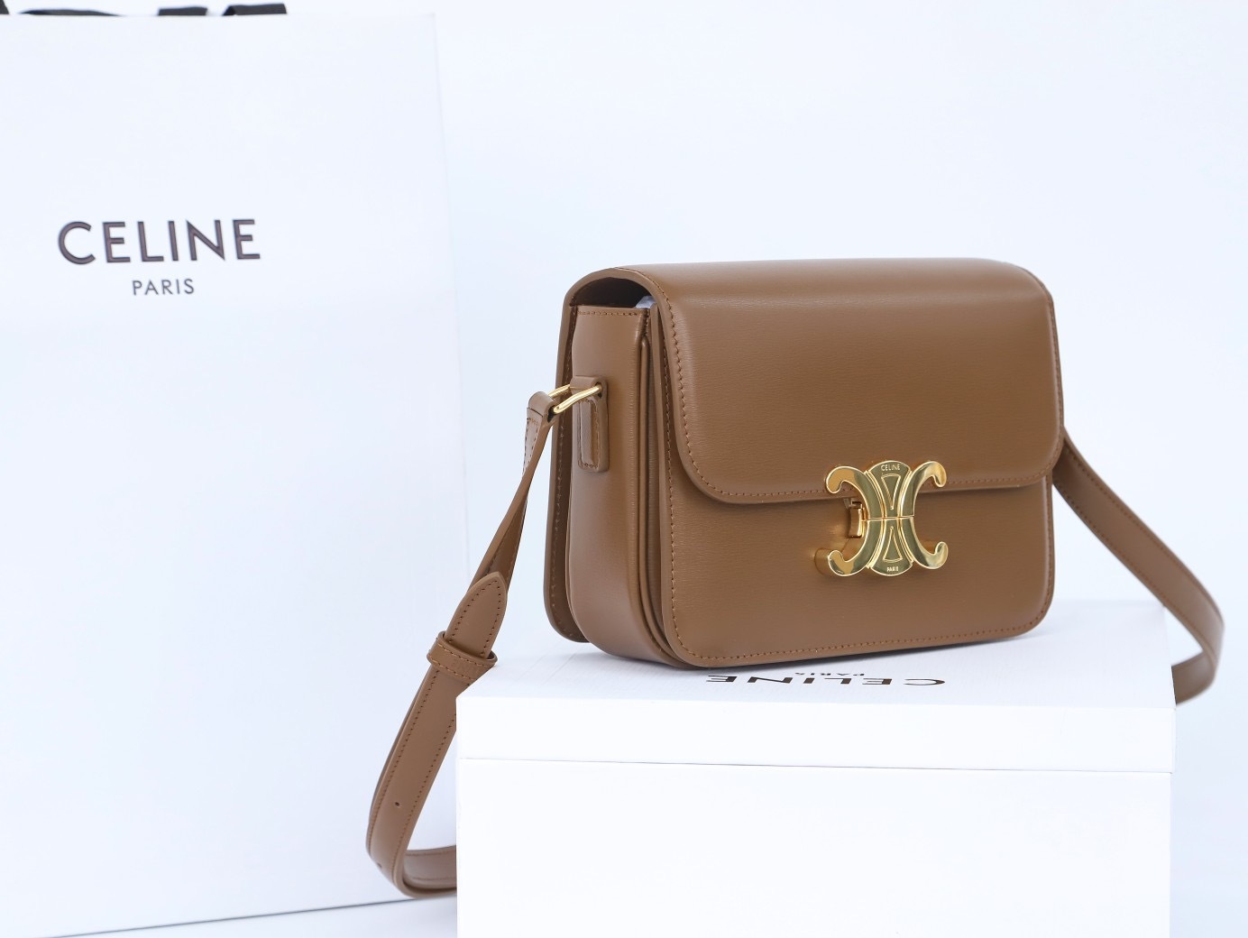 CELINE TEEN TRIOMPHE BAG IN SHINY CALFSKIN