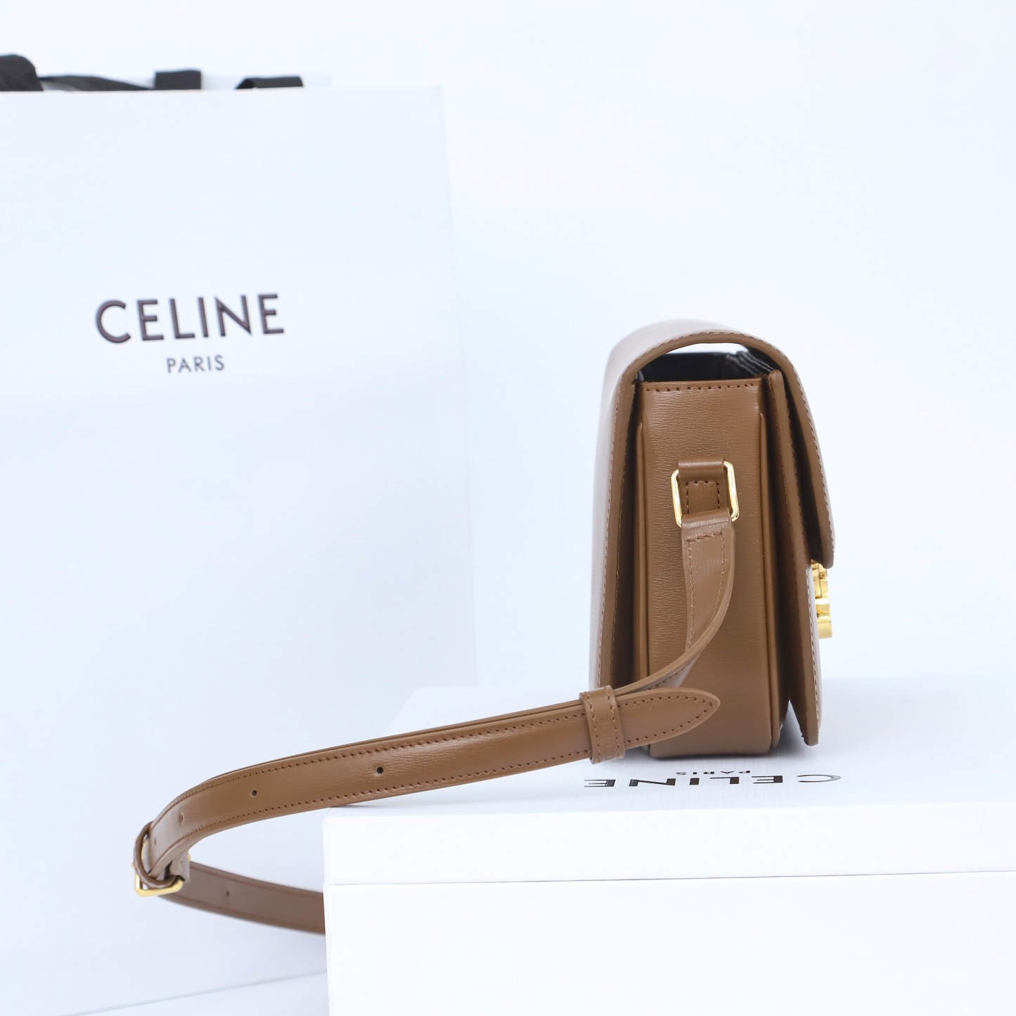 CELINE TEEN TRIOMPHE BAG IN SHINY CALFSKIN