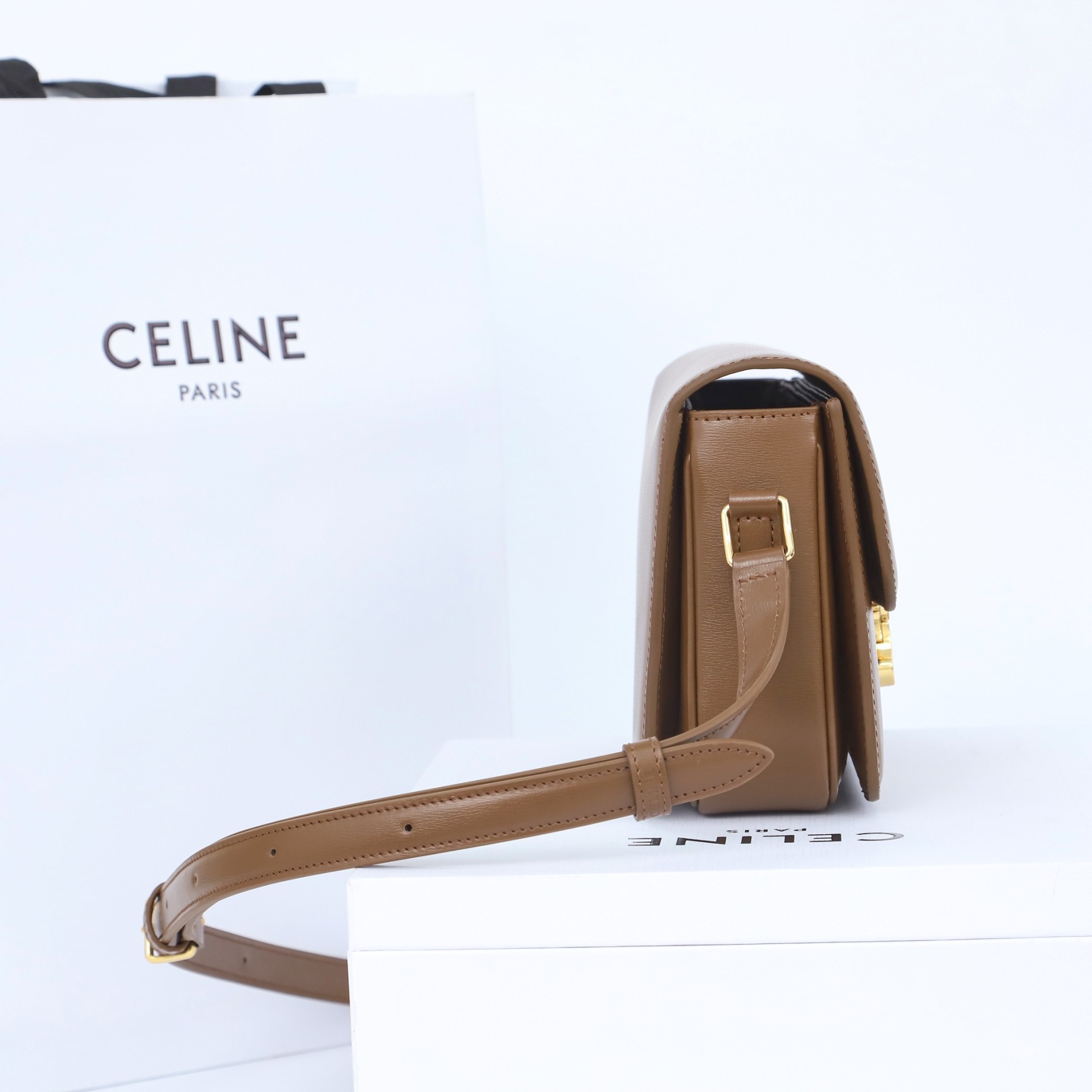 CELINE TEEN TRIOMPHE BAG IN SHINY CALFSKIN
