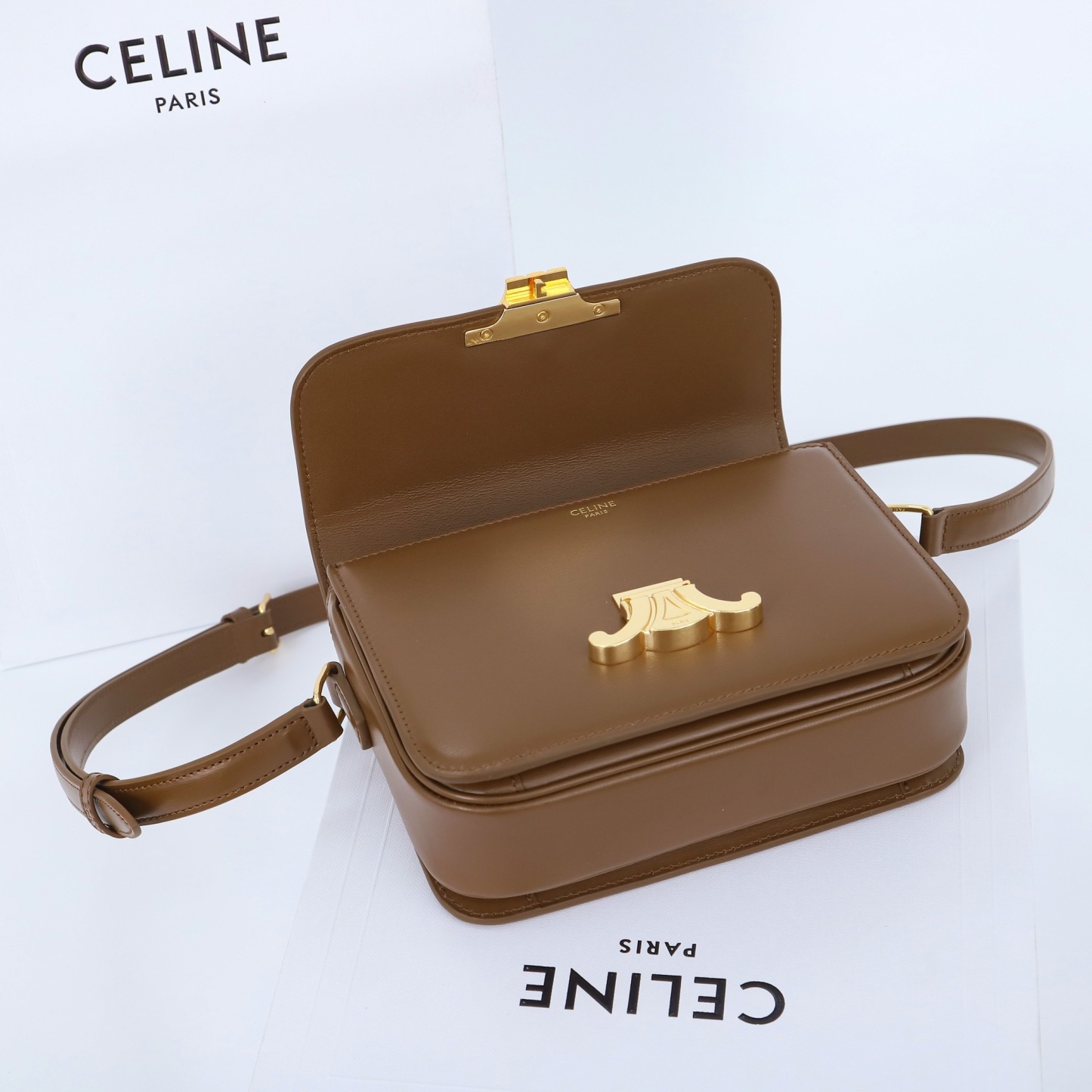 CELINE TEEN TRIOMPHE BAG IN SHINY CALFSKIN