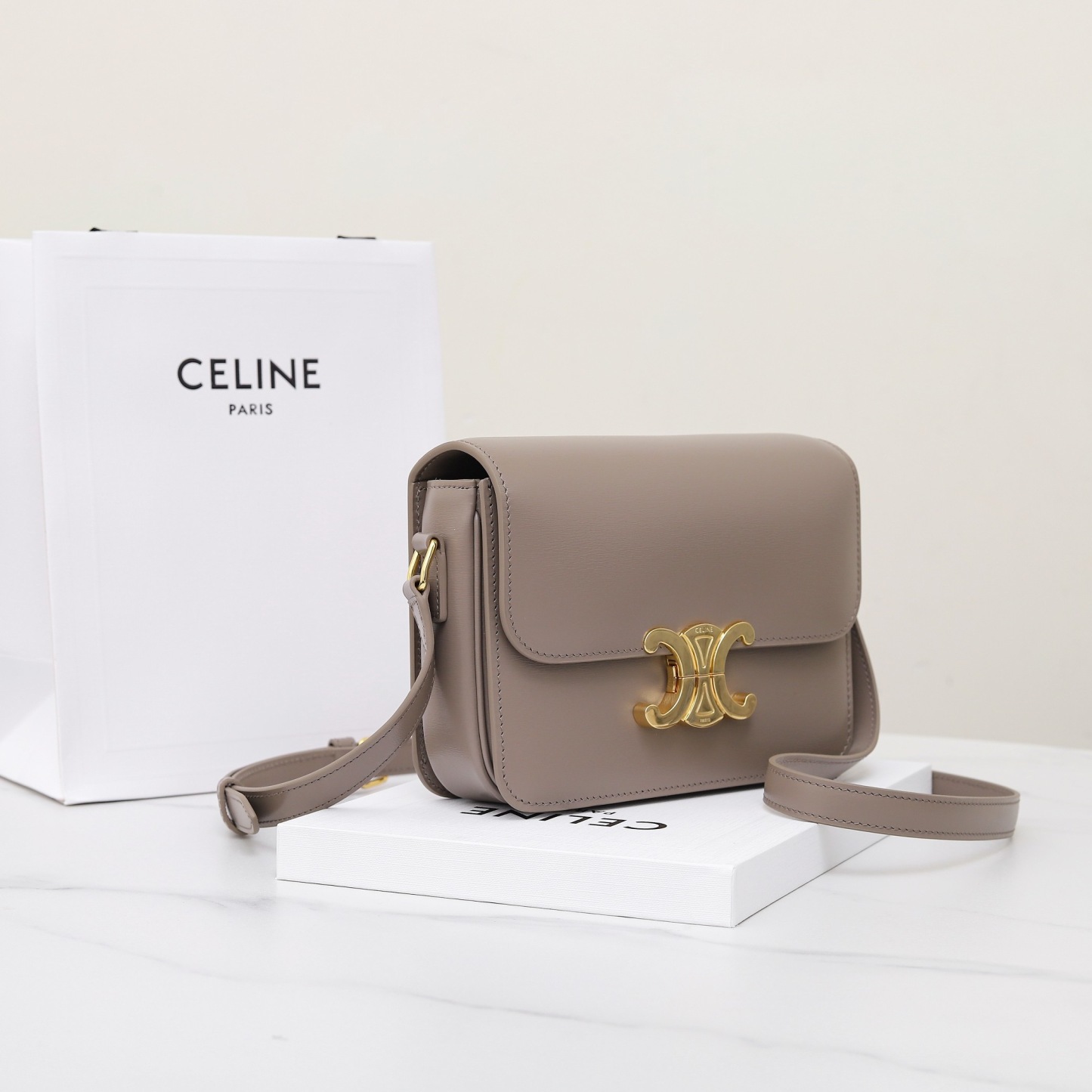 CELINE TEEN TRIOMPHE BAG IN SHINY CALFSKIN