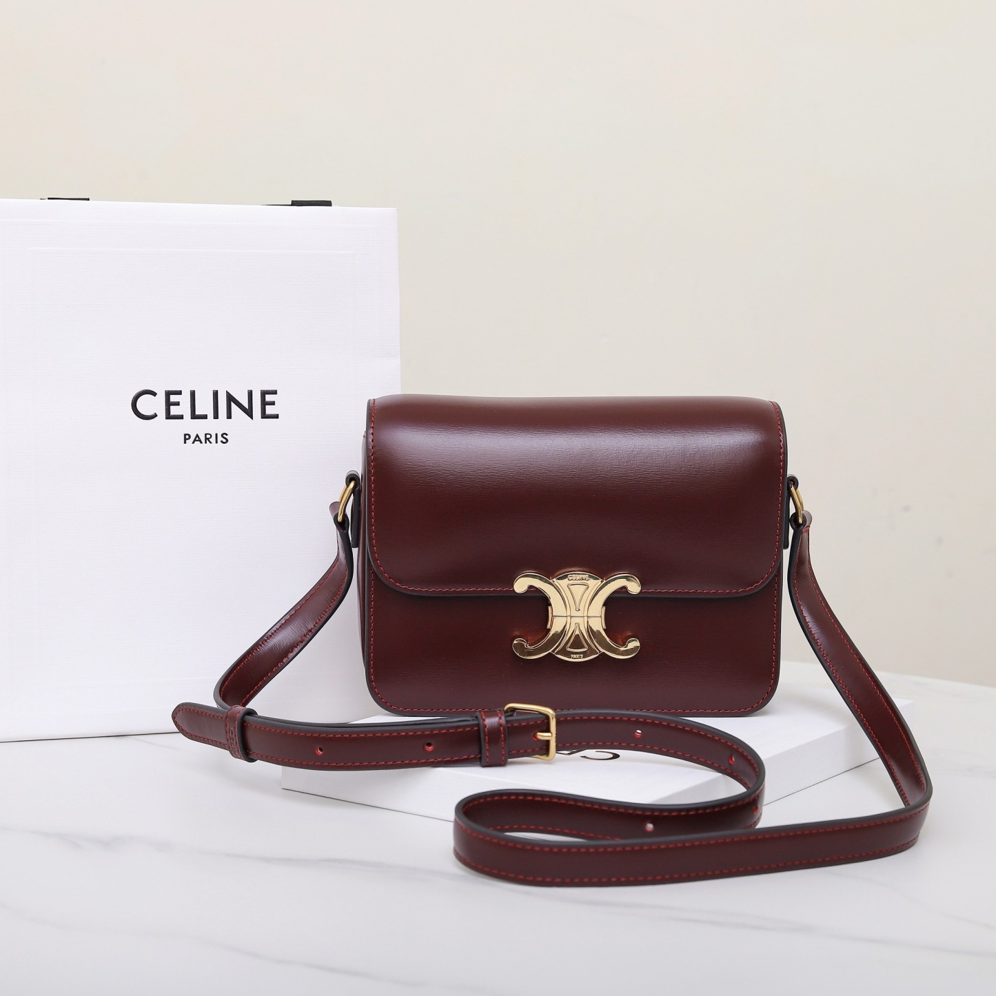 CELINE TEEN TRIOMPHE BAG IN SHINY CALFSKIN