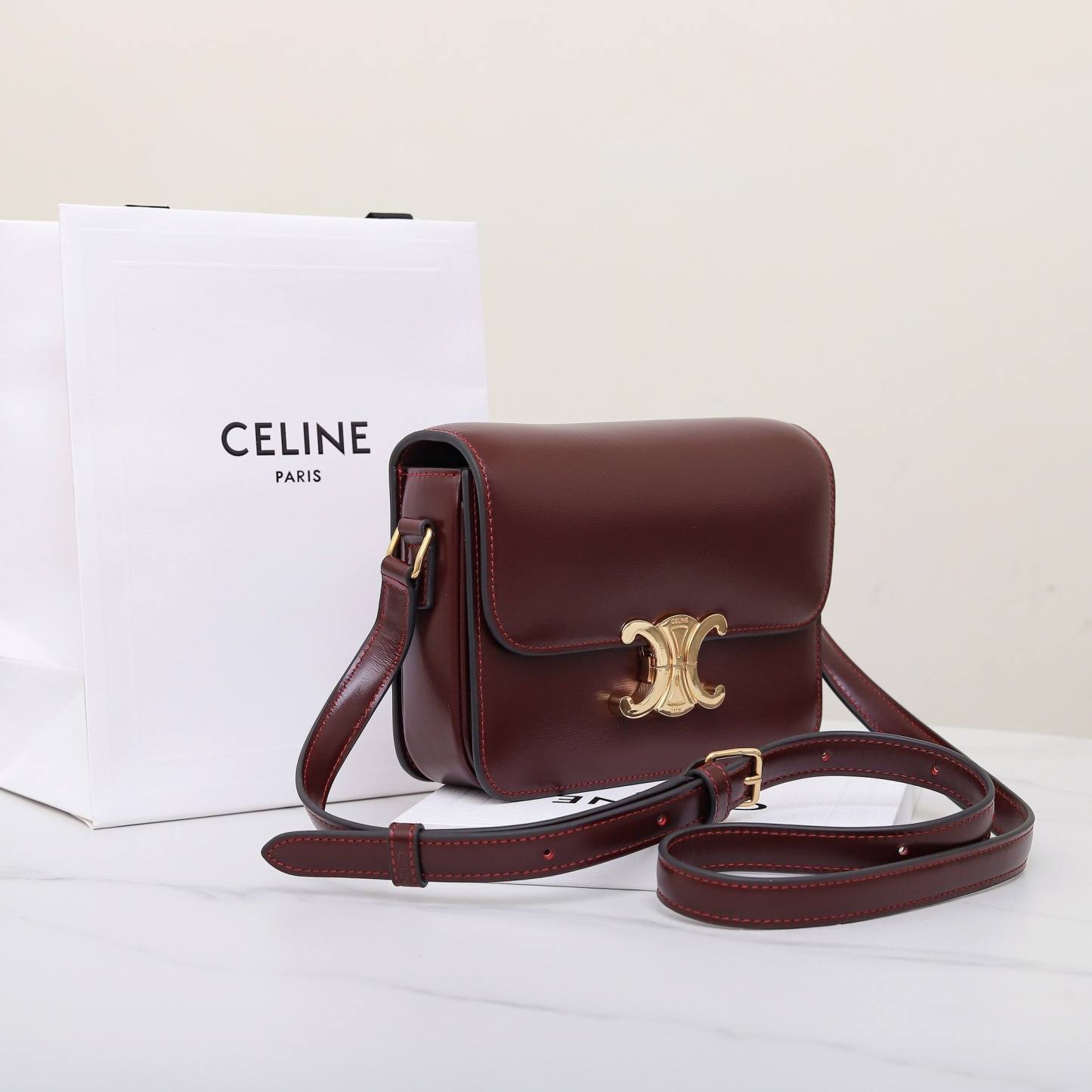 CELINE TEEN TRIOMPHE BAG IN SHINY CALFSKIN