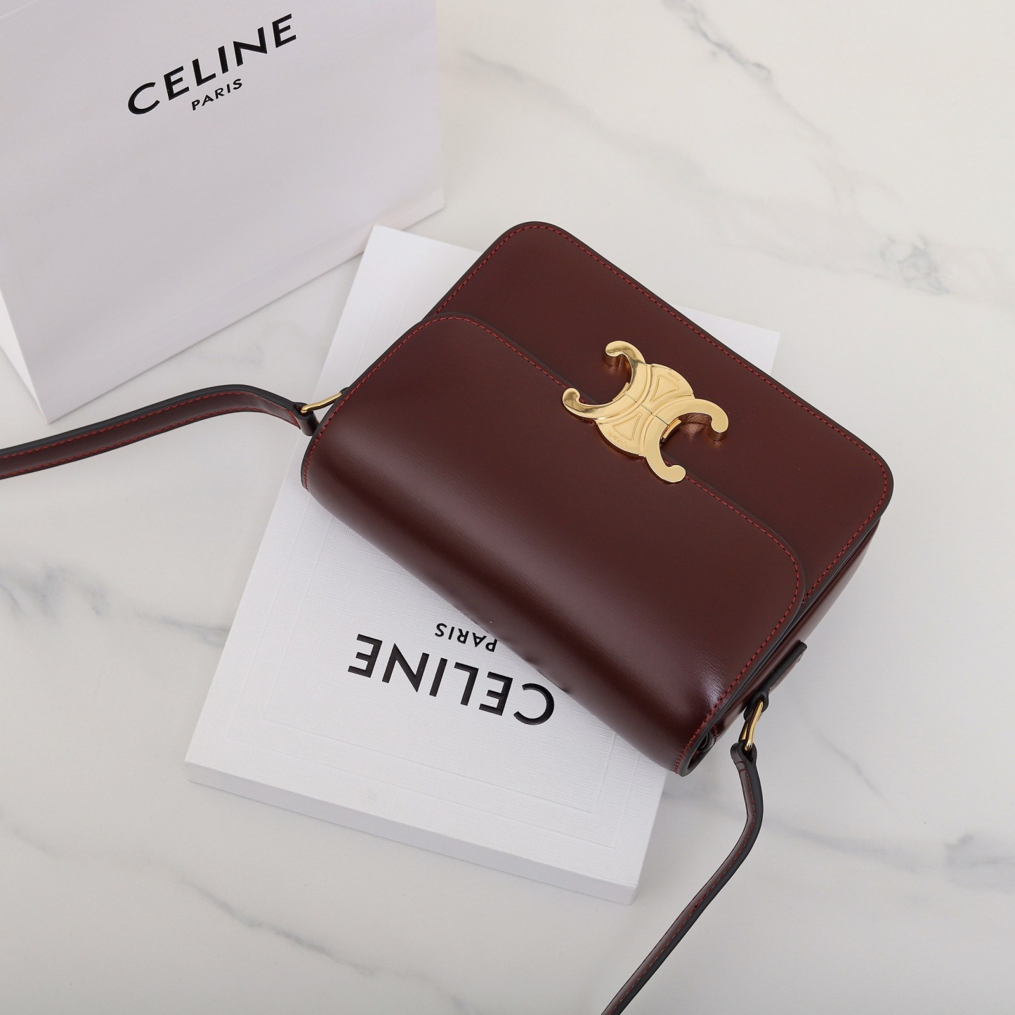 CELINE TEEN TRIOMPHE BAG IN SHINY CALFSKIN