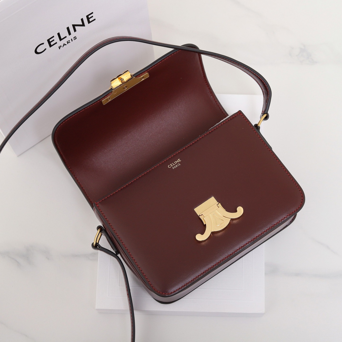 CELINE TEEN TRIOMPHE BAG IN SHINY CALFSKIN