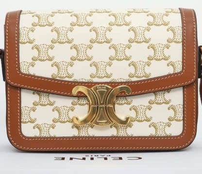 CELINE TEEN TRIOMPHE BAG IN TROMPHE CANVAS AND CALFSKIN