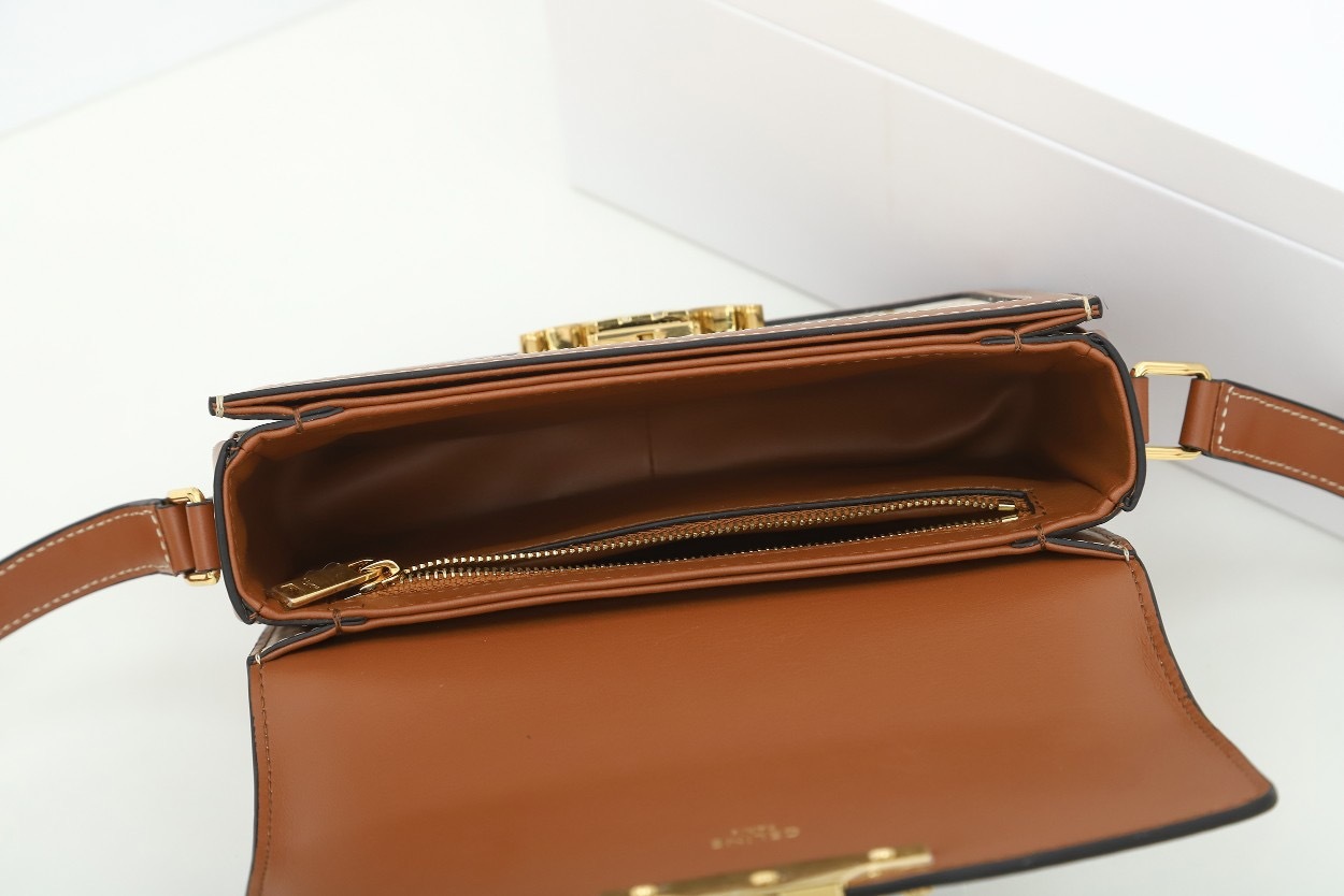 CELINE TEEN TRIOMPHE BAG IN TROMPHE CANVAS AND CALFSKIN