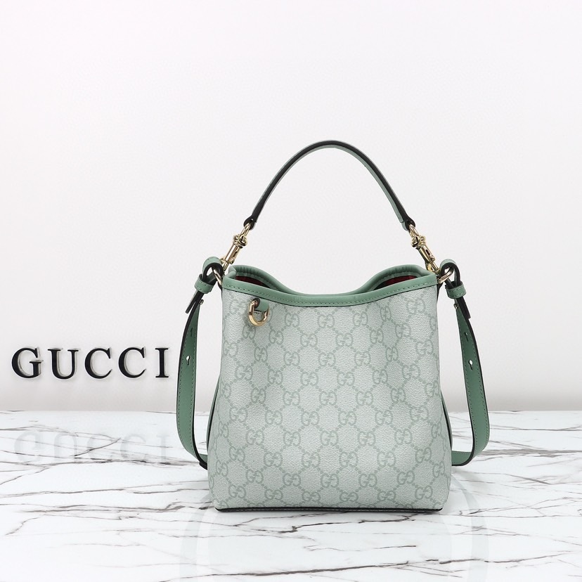 GUCCI GG EMBLEM MINI BUCKER BAG