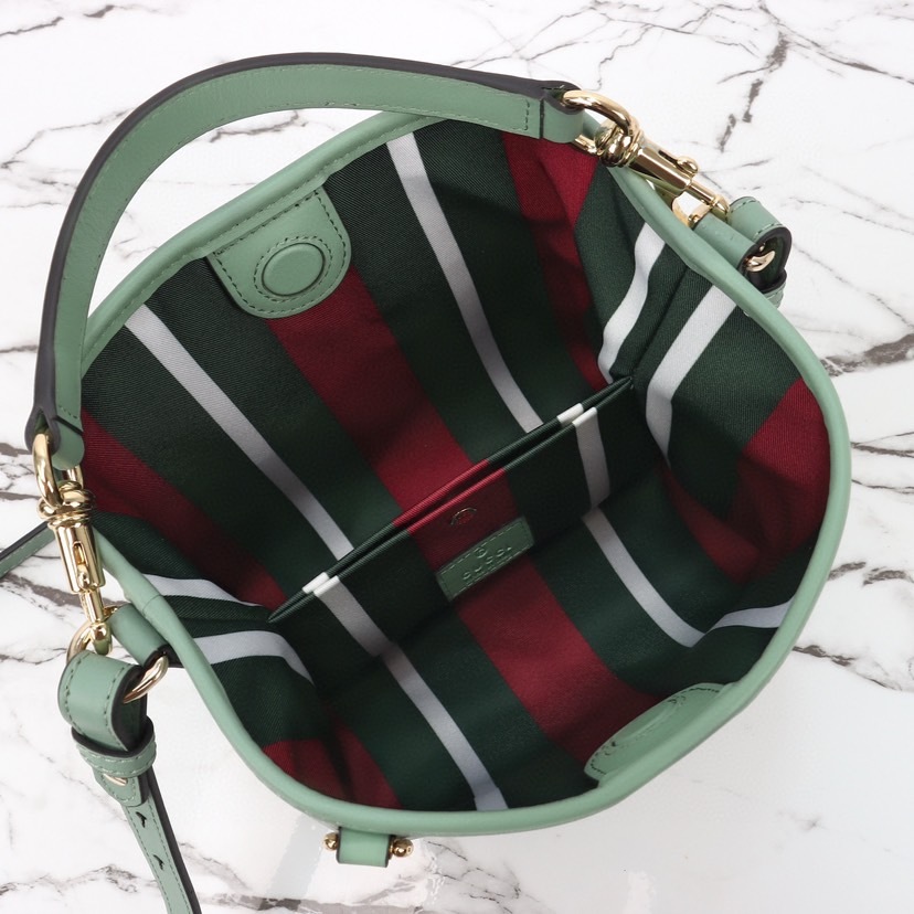 GUCCI GG EMBLEM MINI BUCKER BAG