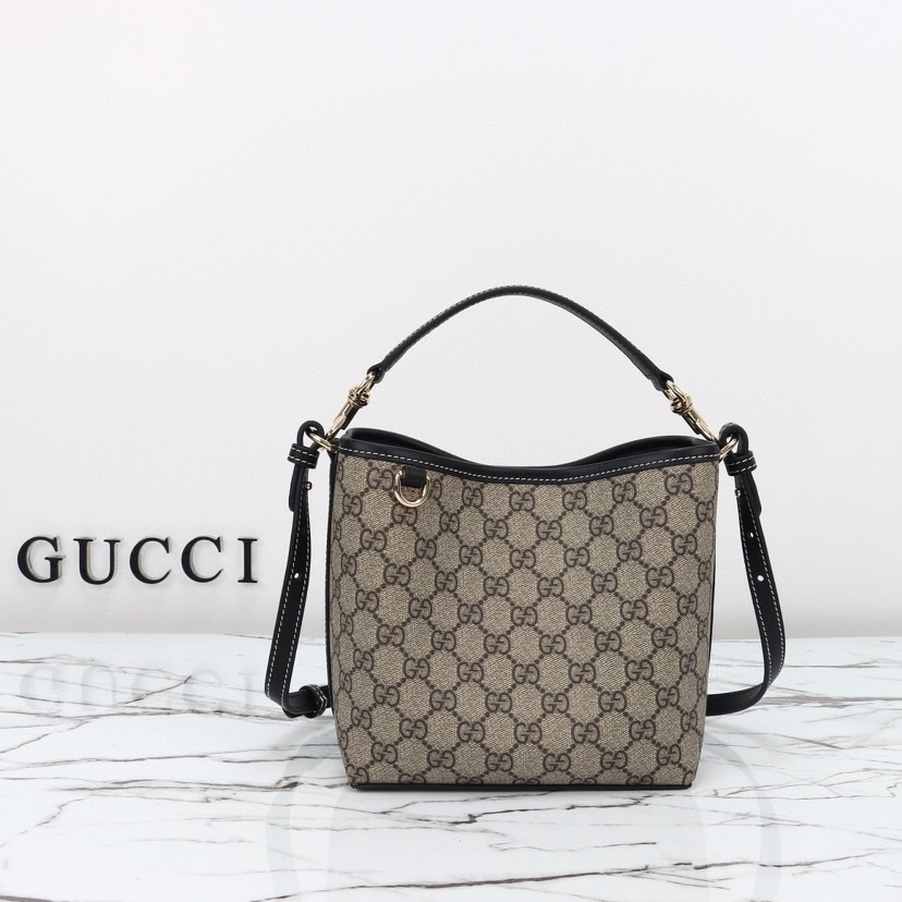 GUCCI GG EMBLEM MINI BUCKER BAG