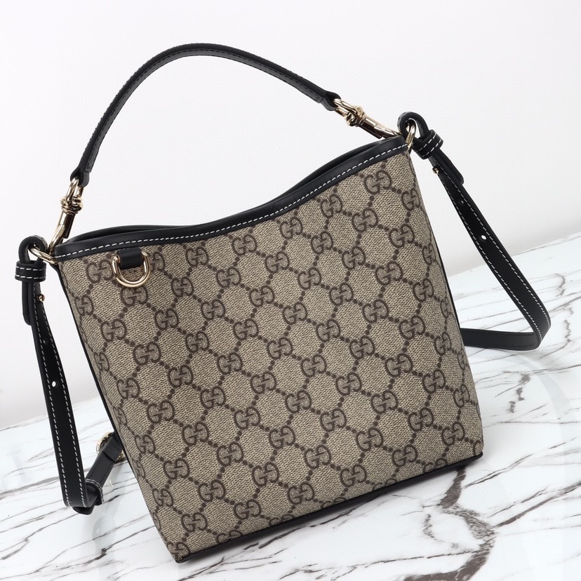 GUCCI GG EMBLEM MINI BUCKER BAG