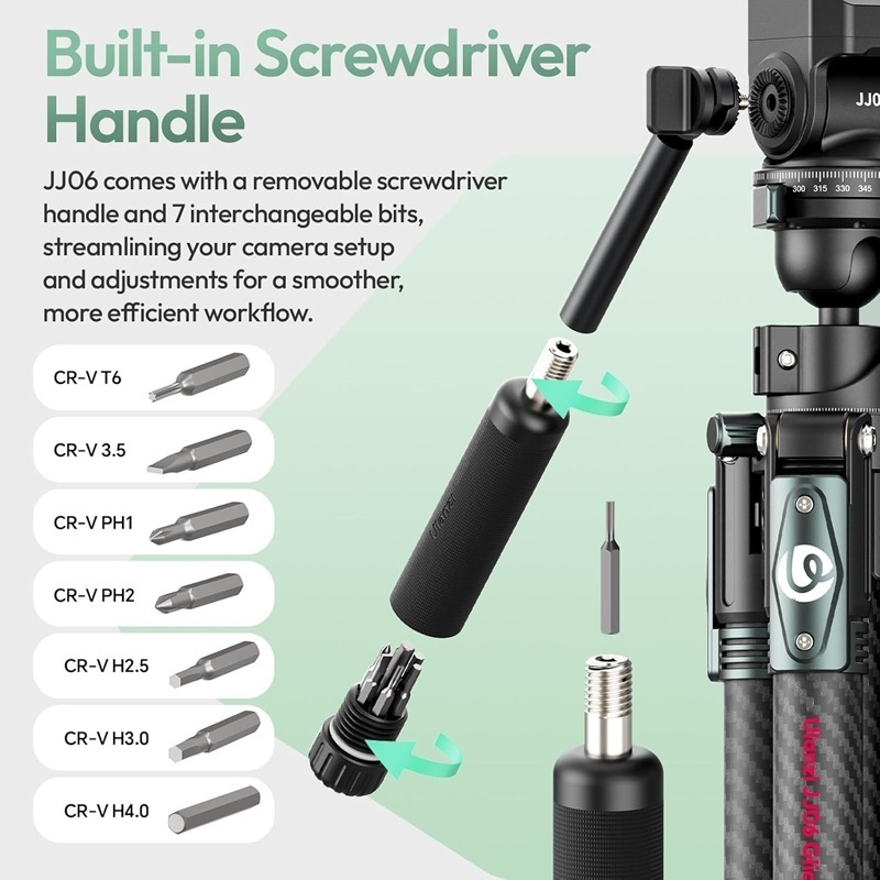 Ulanzi JJ06 GlideGo Overhead Carbon Fiber Video Travel Camera Tripod (T081)