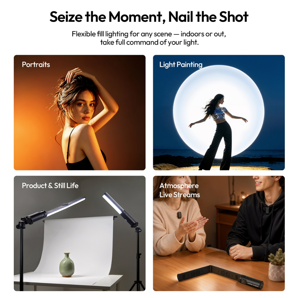Ulanzi FOLD15 Foldable Handheld RGB WW 15W LED Stick Tube Light (L209)-7daydeal