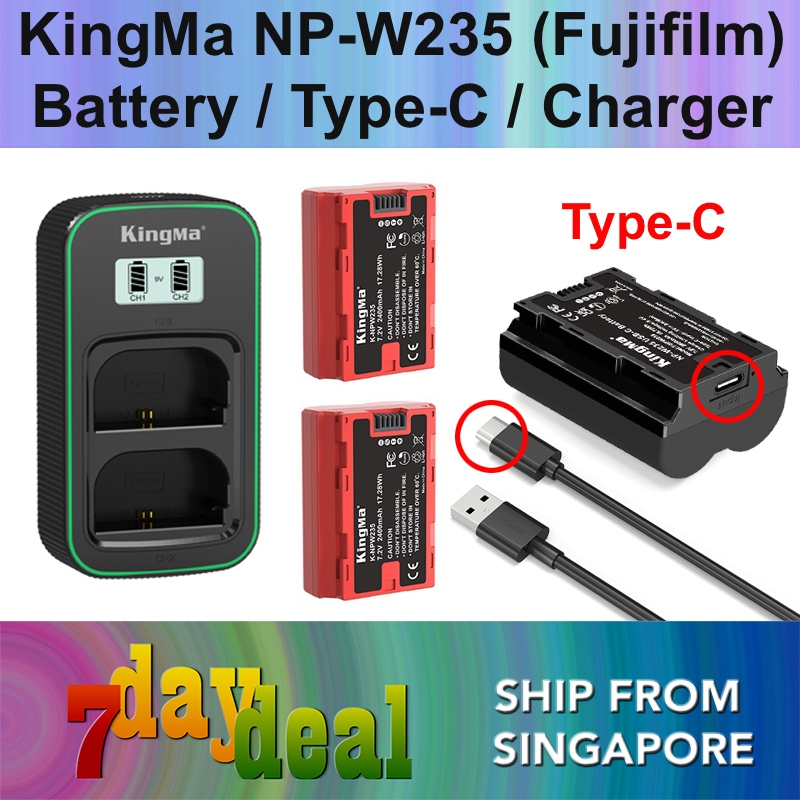 KingMa NP-W235 2600mAh Battery / Battery with Type-C Port / 2400mAh Battery Charger Kit