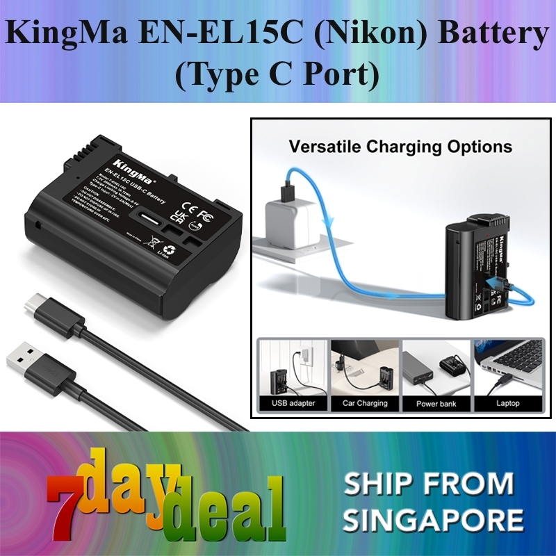 KingMa EN-EL15C Battery with Type-C Port (For Nikon Z5 / Z6 / Z6II / Z6III / Z7 / Z7II / Z8 / Zf etc)
