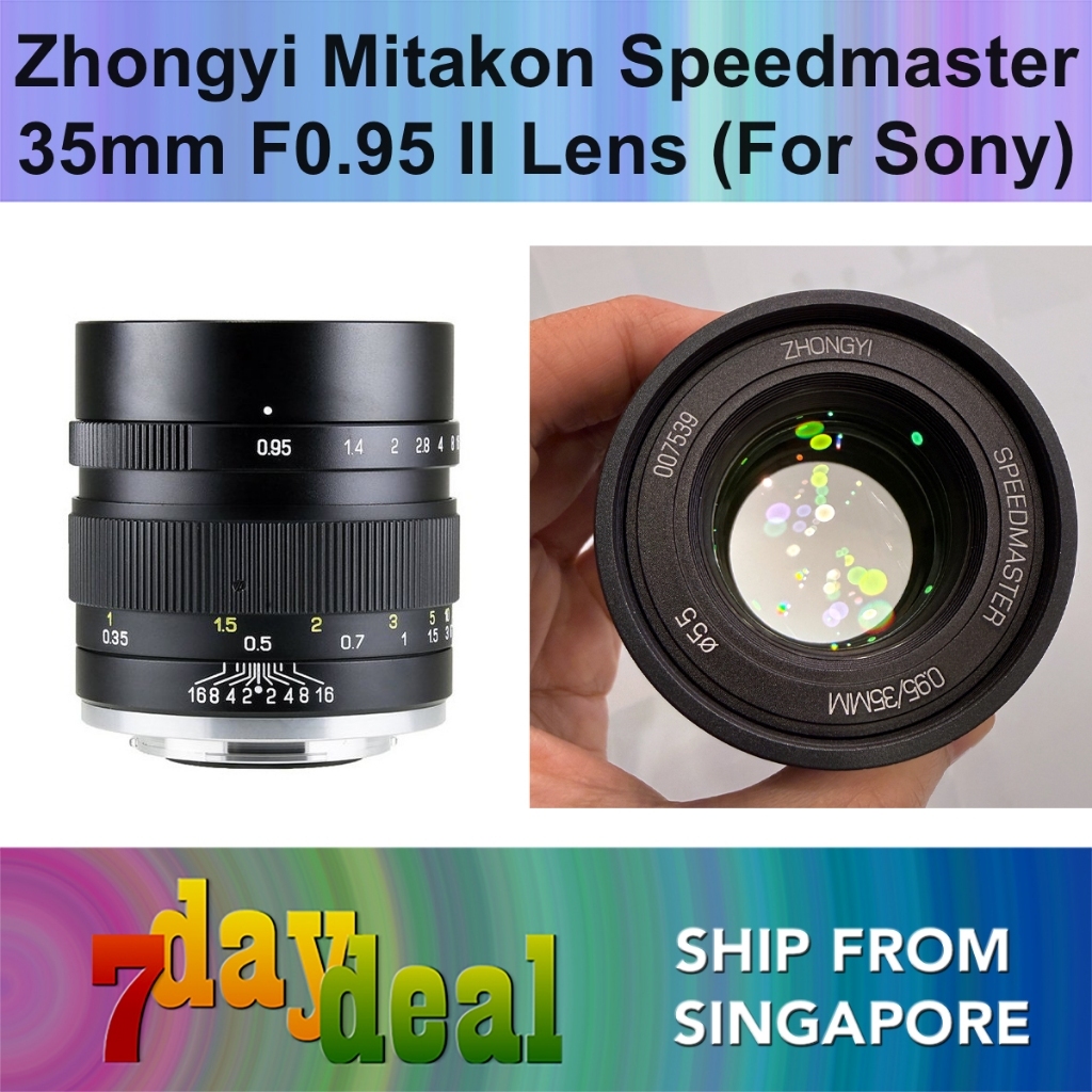 Zhongyi 35mm F0.95 Mitakon Speedmaster Mark II Lens (F/0.95 De-Clicked Aperture For Sony APS-C E Mount)-7daydeal