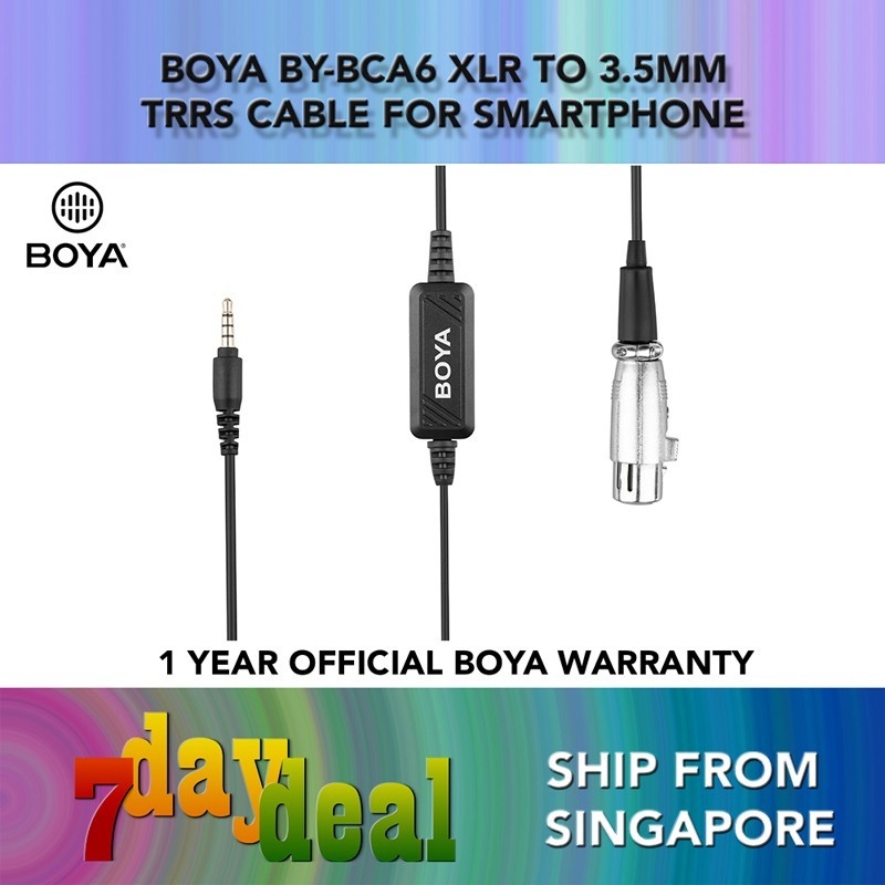 BOYA BY-BCA6 (XLR to 3.5mm TRRS Plug Microphone Cable for Smartphone)