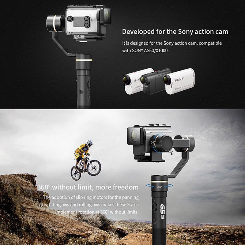 Feiyu G5GS Gimbal Stabilizer for Sony AS50 / AS50R / AS100V / AS300 / X1000 / X1000V / X3000 / X3000R (Splash Proof)