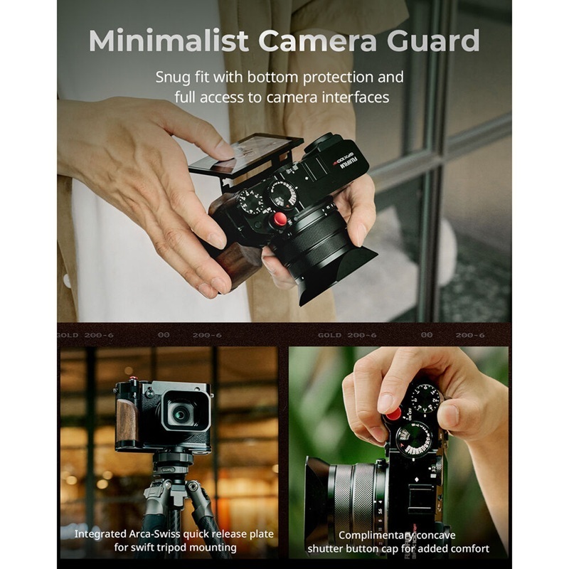 SmallRig L-Shape Mount Plate with Wooden Handle for Fujifilm GFX100RF (Silver-5265 / Black-5266)