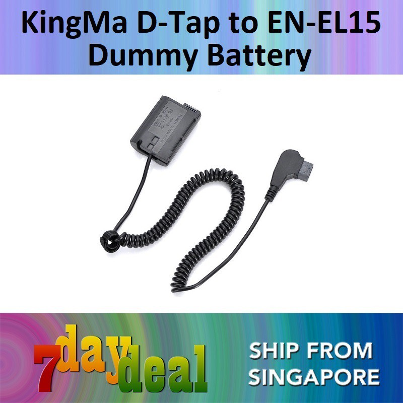 KingMa D-TAP to Dummy Battery (Fully Decoded For Nikon EN-EL15)