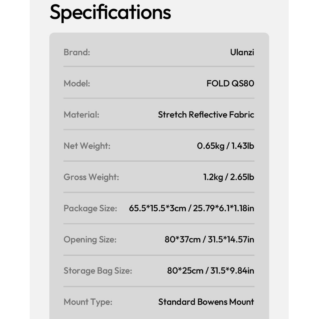 Ulanzi Fold QS80 80cm Quick Release Softbox (Bowens Mount Octa Softbox with Grid for Photography Video Studio Lighting)
