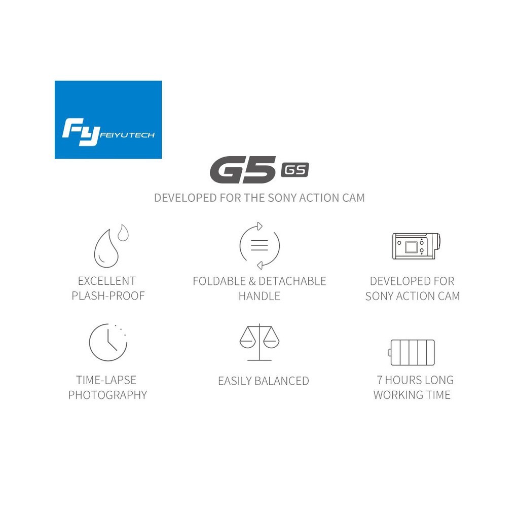 Feiyu G5GS Gimbal Stabilizer for Sony AS50 / AS50R / AS100V / AS300 / X1000 / X1000V / X3000 / X3000R (Splash Proof)