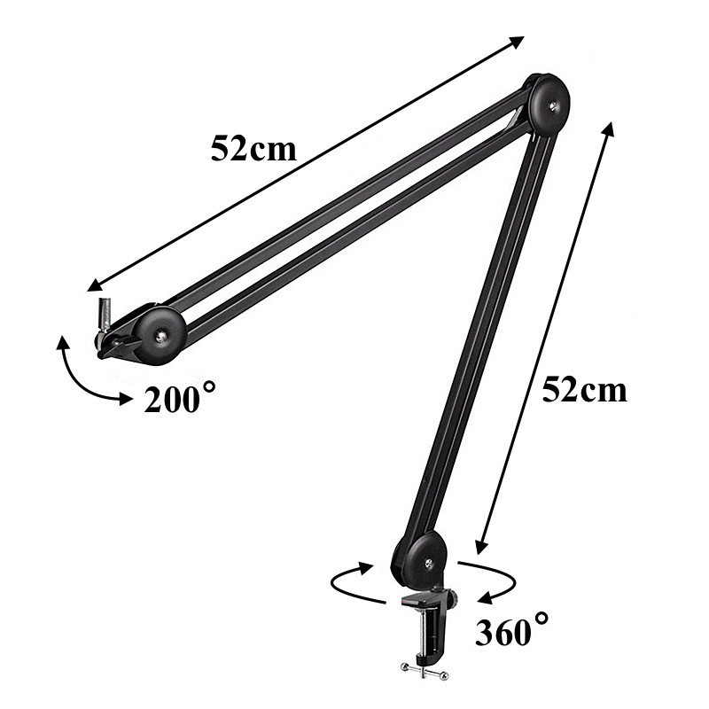 HoliCRAFT MBA21 Microphone Boom Arm Desk Clamp Stand (Heavy Duty 1.5kg Load)