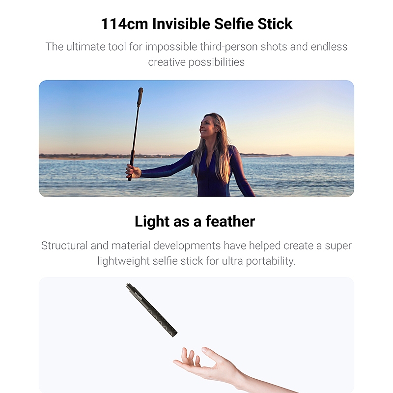 5-in-1 Combo Kit: Selfie Stick / Bicycle, Wrist, Chest Strap / Tripod (Insta360 / DJI / GoPro / Ricoh / Akaso / Kandao)