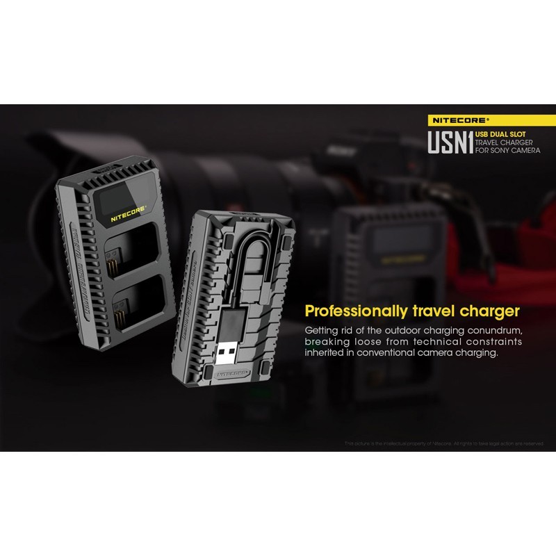 Nitecore USN1 Dual-Slot USB Travel Charger (For Sony NP-FW50)