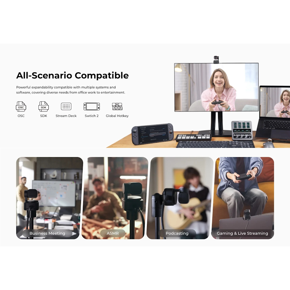 OBSBOT Tiny 3 Lite AI-Powered PTZ 4K Webcam