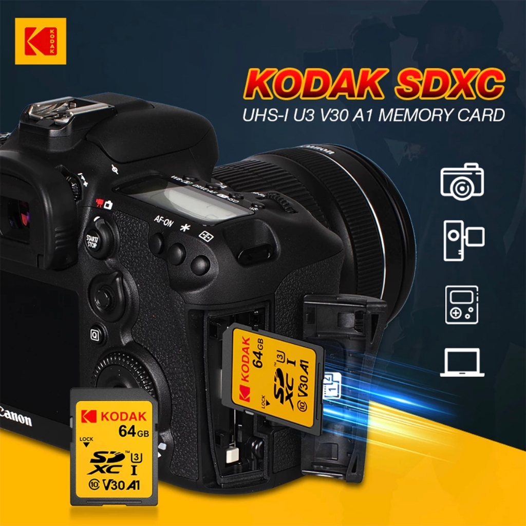 Kodak ULTRA 64GB / 128GB / 256GB SD XC UHS-I Class 10 U3 V30 A1 Memory Card (For DSLR / Mirrorless / Digital Camera)
