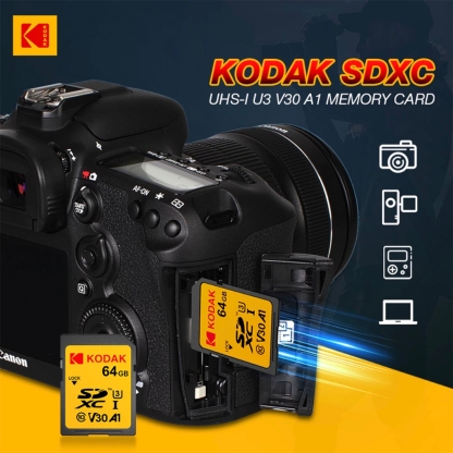 Kodak ULTRA 64GB / 128GB / 256GB SD XC UHS-I Class 10 U3 V30 A1 Memory Card (For DSLR / Mirrorless / Digital Camera)