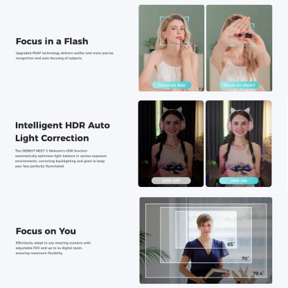 OBSBOT Meet 2 AI-Powered 4K Webcam  (Aurora Green / Cloud White / Space Grey)