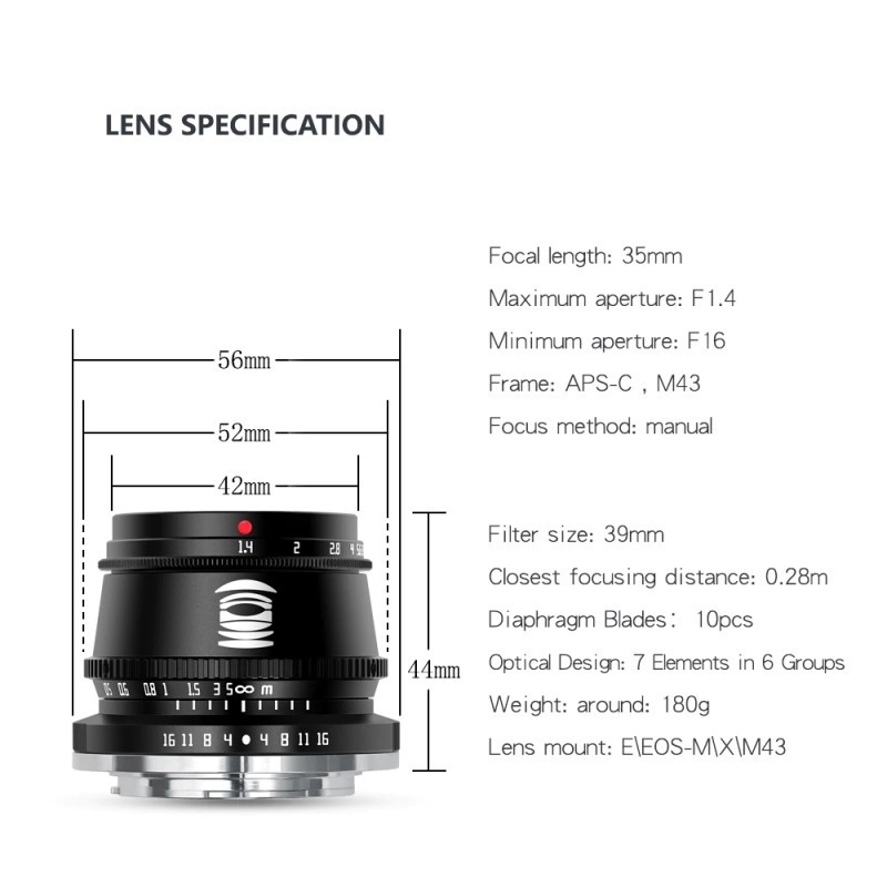 TTartisan 35mm f1.4 APS-C Manual Focus Lens