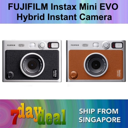 FUJIFILM Instax Mini EVO Hybrid Instant Camera Type C version (Black / Brown)